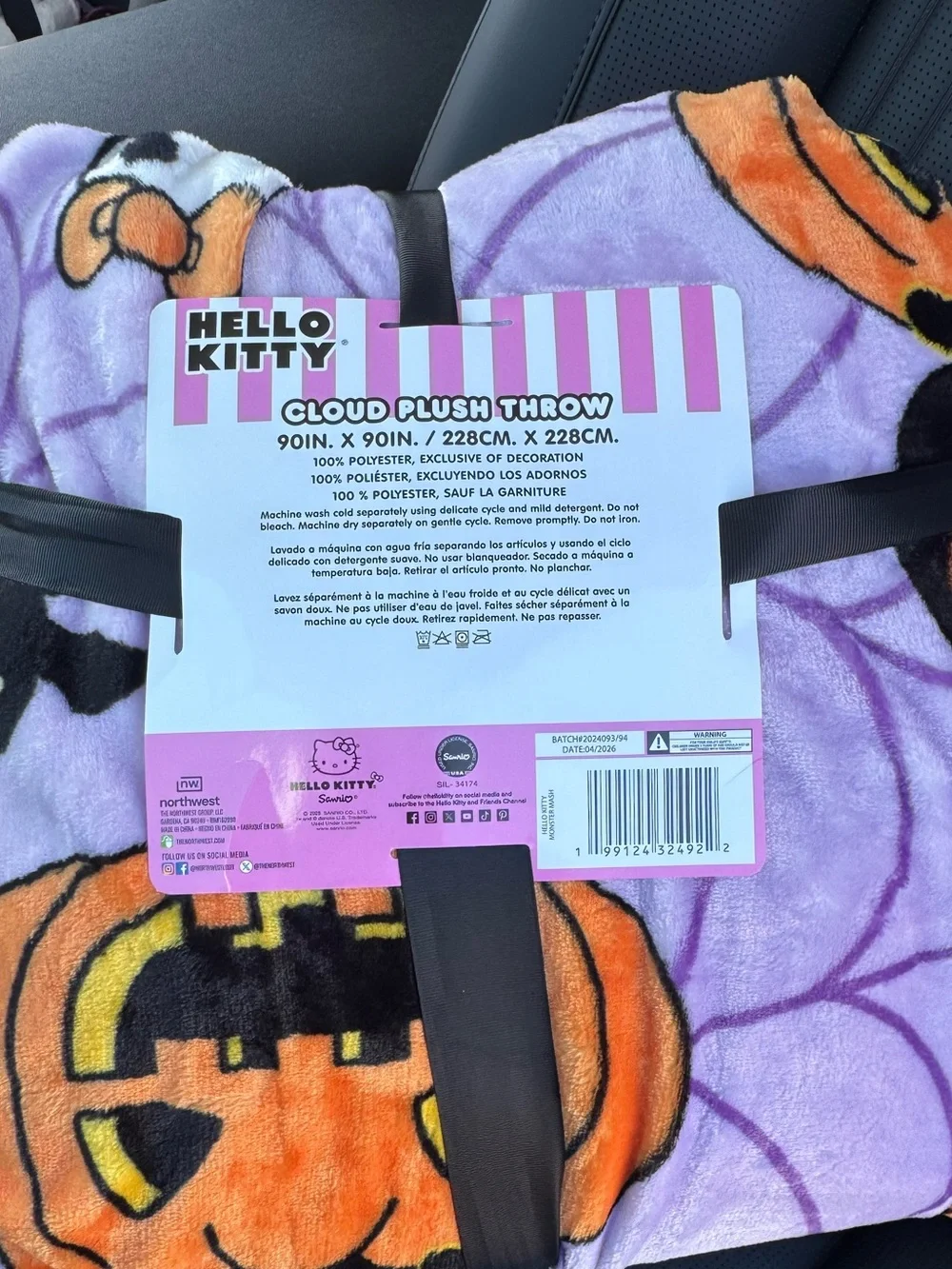 Hello Kitty Purple and Orange Halloween Pumpkin Plush Throw